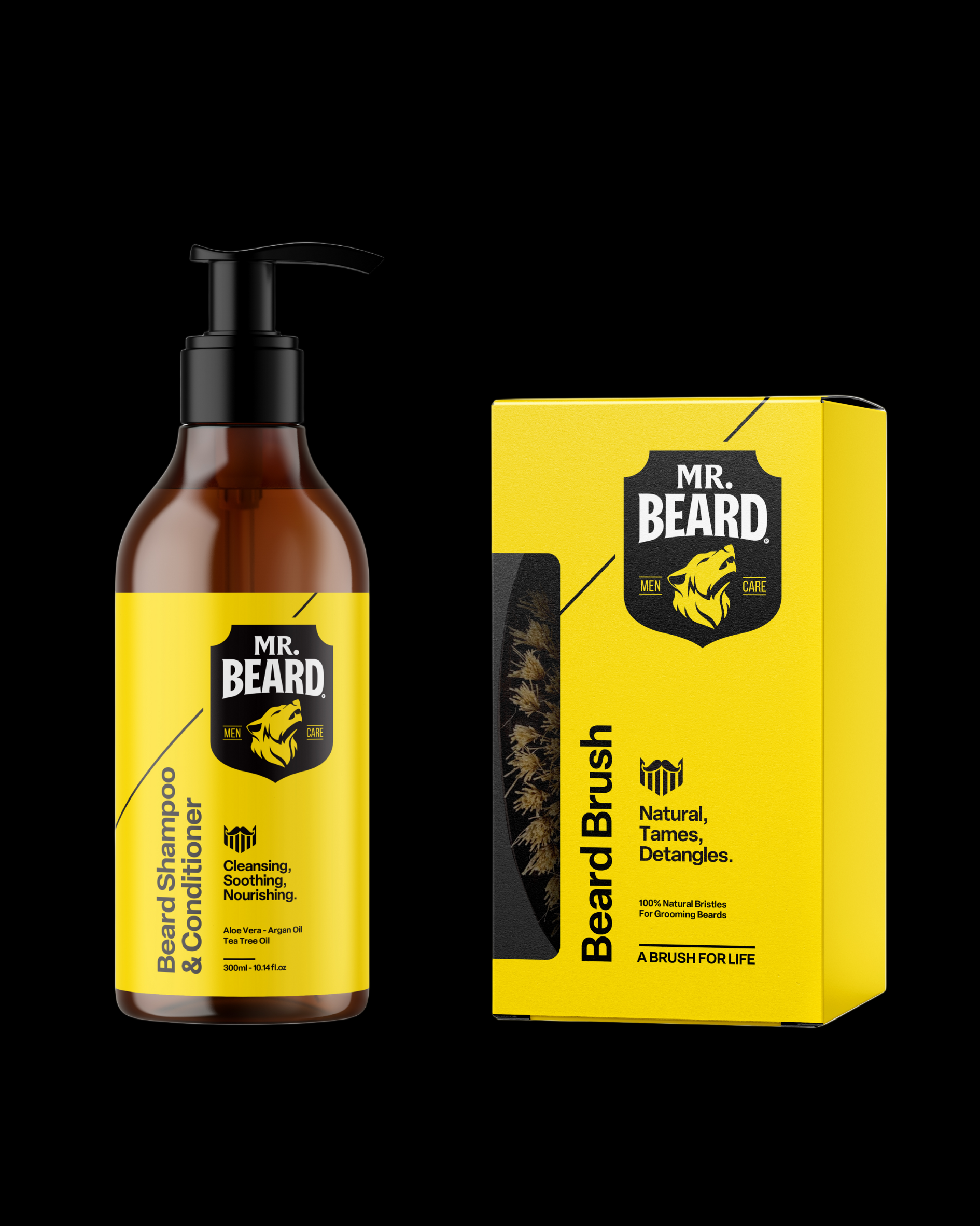Beard Care Bundle (Beard Shampoo & Conditioner + Brush)