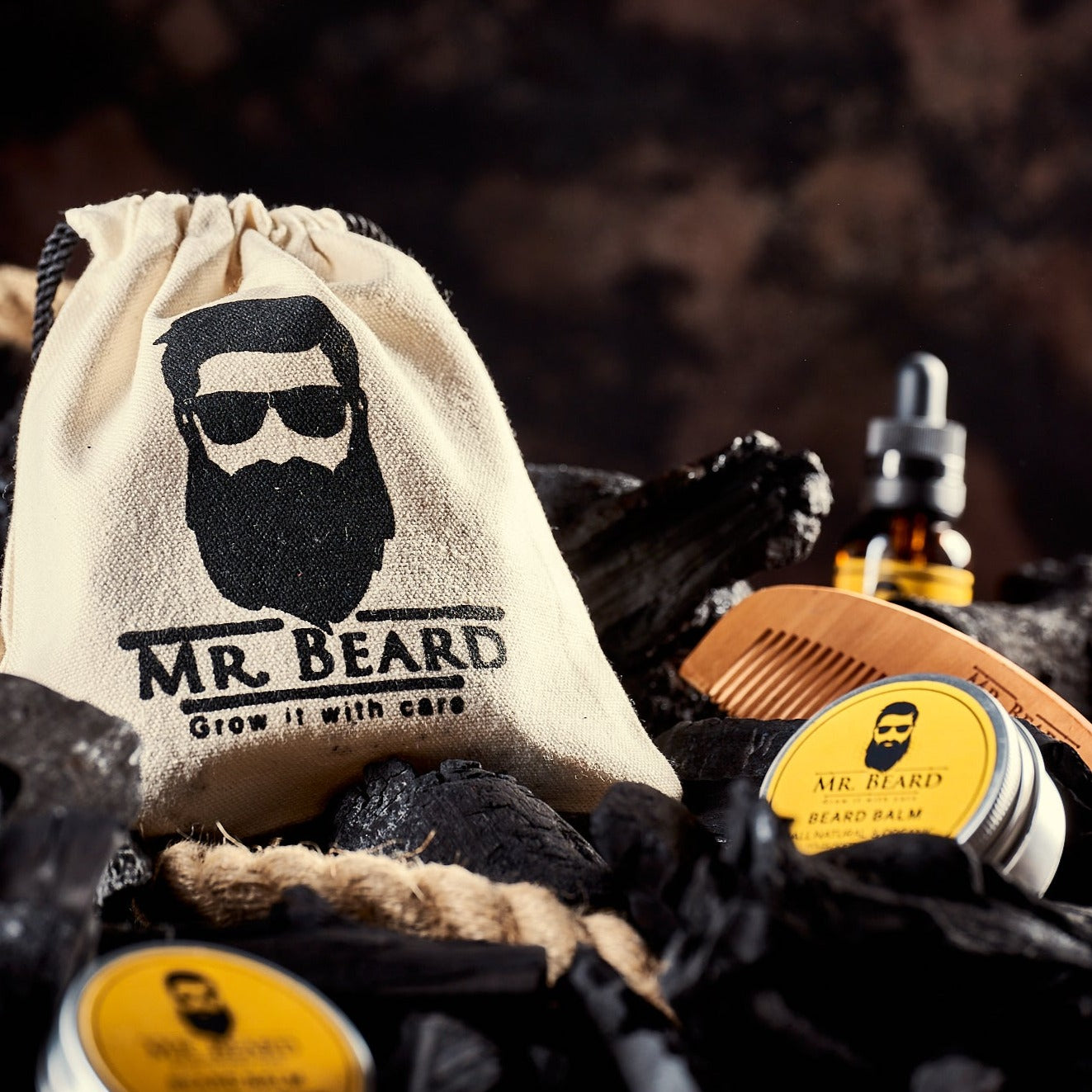 Beard Oil + Beard Brush + Travel Pouch