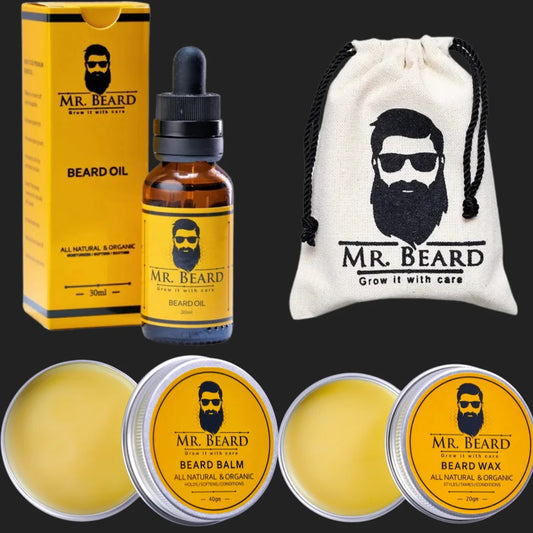 Beard Oil + Beard Balm + Beard Wax + Travel Pouch