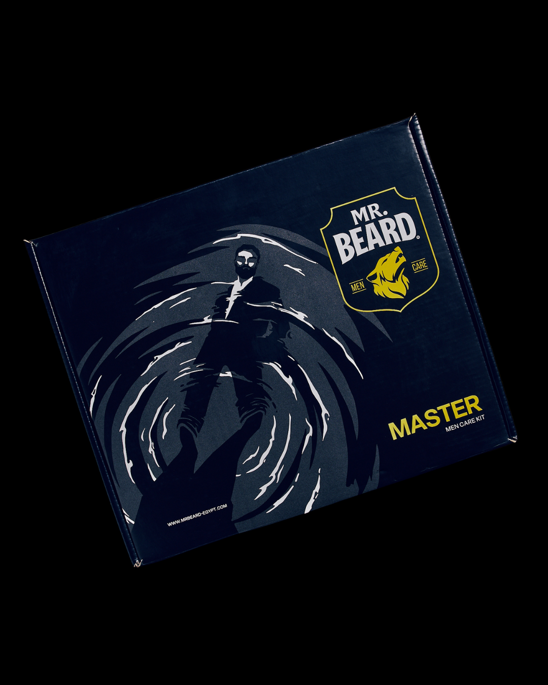 Mr. Beard product packaging with brand logo and text on a dark background