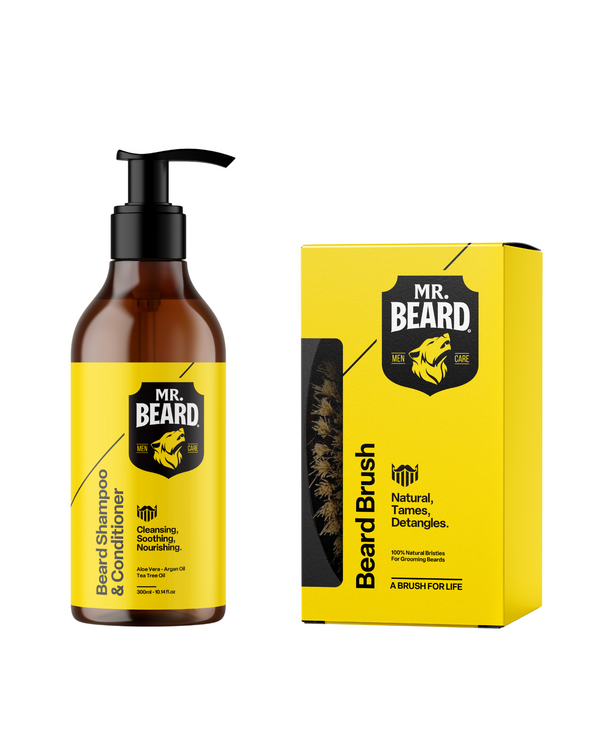 Beard Care Bundle (Beard Shampoo & Conditioner + Brush)