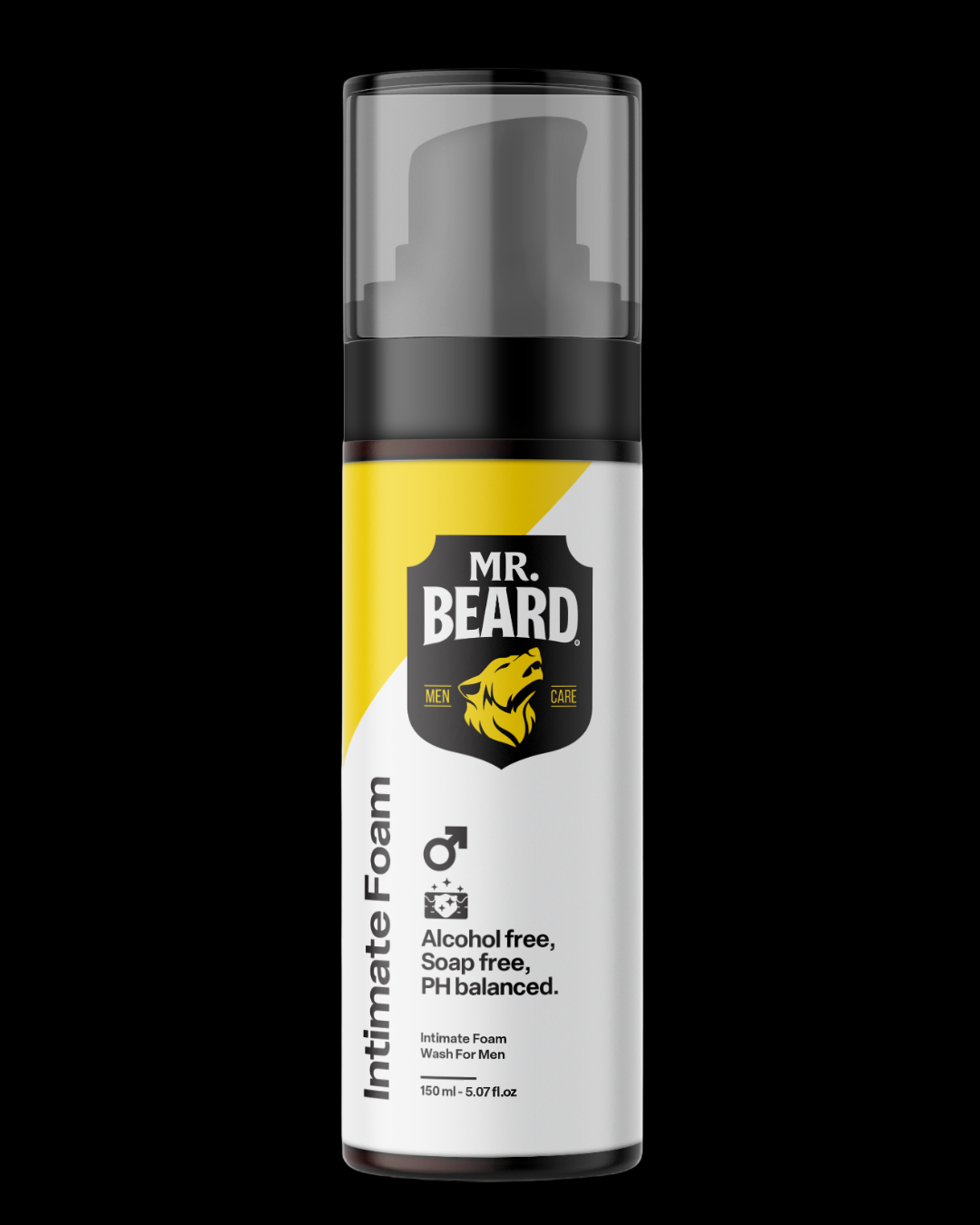 Mr. Beard intimate foam bottle on a white background
