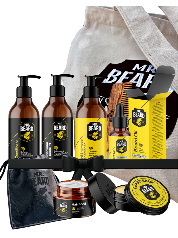 Mega Grooming Bundle – Complete Hair & Beard Care + Linen Tote Bag