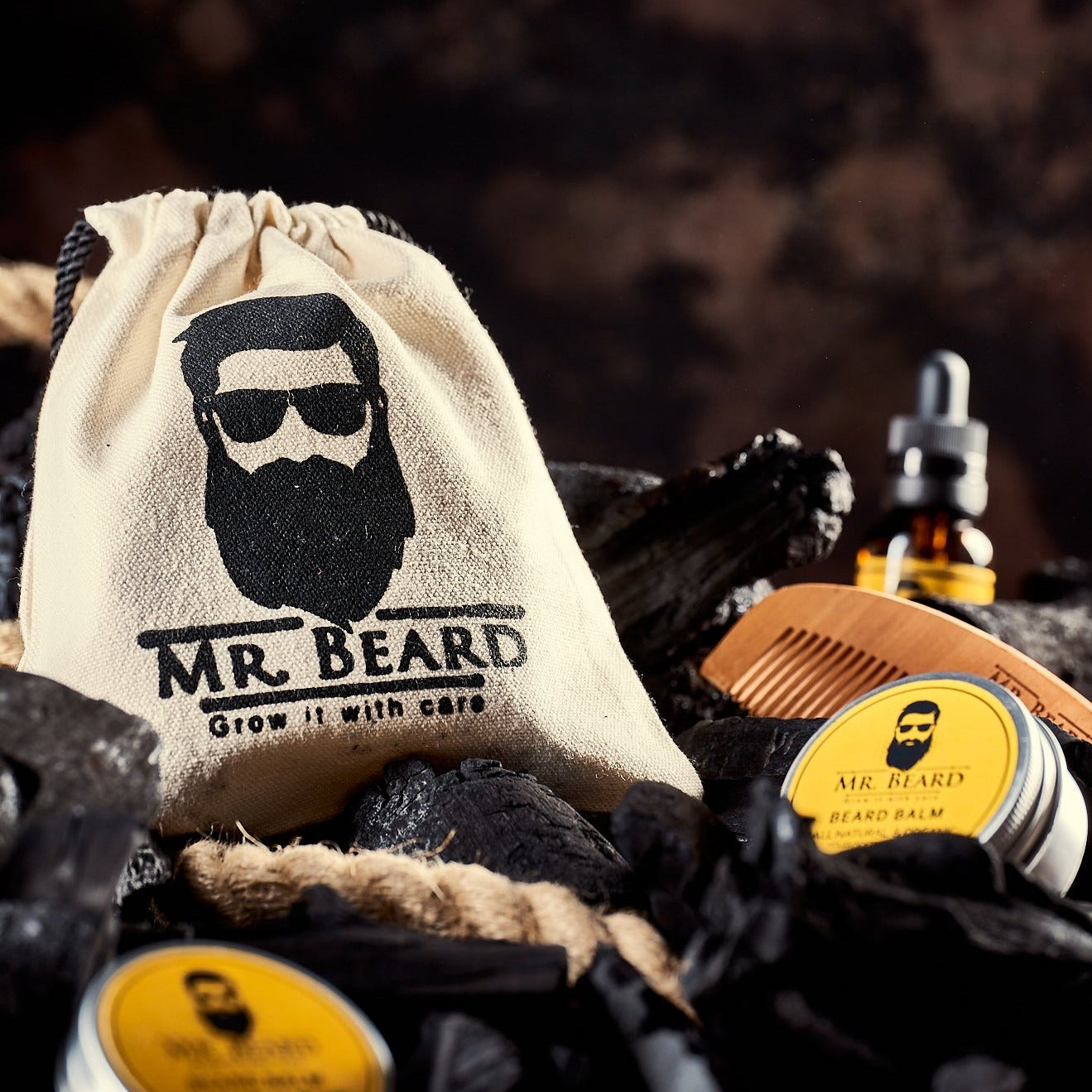 Beard Brush + Beard Balm + Travel Pouch